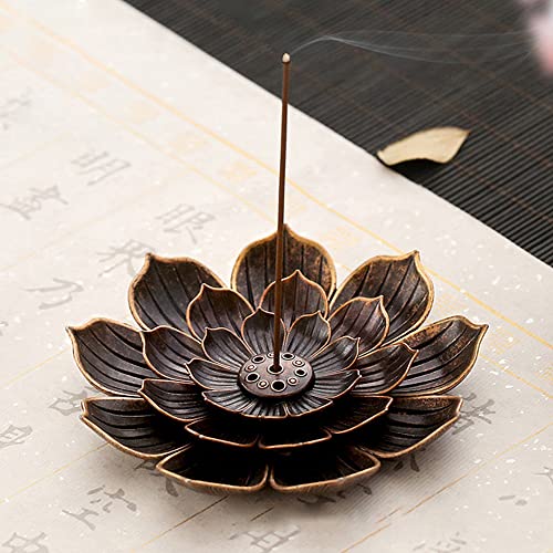 lifcasual Porta-incenso de liga de design Lotus Queimador de placa de incenso com coletor de cinzas