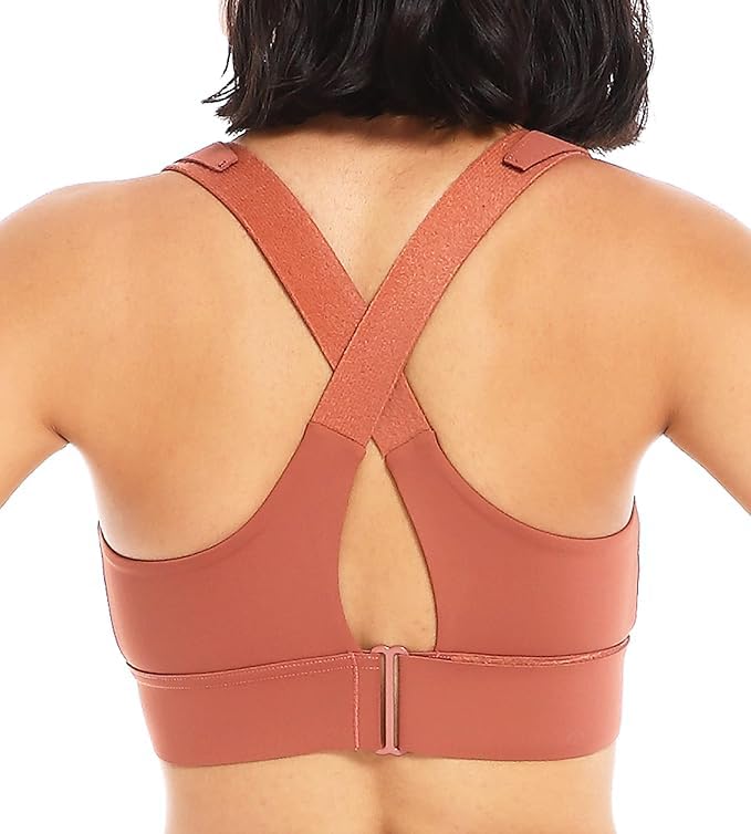 Image of Women Polyester Spandex High Impact Front Zip Sports Bra Fitness Criss Cross Back Crop Tops for Gym, Yoga & Workout - Size: M-4XL