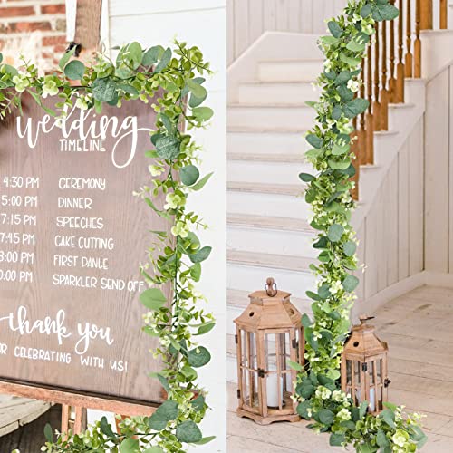 Eladeco 2 Pack Faux Eucalyptus Garland Fake Greenery Garland Artificial Eucalyptus Vines 5.6 Feet/Pcs Hanging Plant Ivy Wedding Backdrop Arch Wall Decoration For Table (Style 2) #TOP2