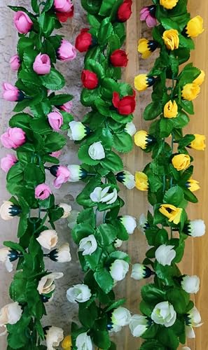 Image of VRB Dec 1 Pcs Artificial Flowers Vine Blossom /Roses Garland Fake (6 Ft) Flowers Fabric Roses /Blossom Garland For Wedding Decor Diwali /Ganpati /Garden Wall Valentine (Multi Orchid Garland Vines), 6 Feet