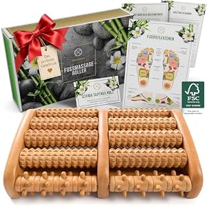 HELDSON® Fußmassageroller Holz - FSC®100% - Fußmassagegerät - Massage Roller für Fußmassage - Foot Massager - Fussmassageroller - Fussmassagegerät - Massagegerät für Füße - Fersensporn