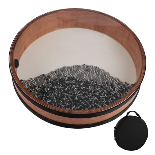 BGMUSER Ocean Drum 12 inch with Goatskin Drumhead,Steel&Plastic Wave Bead,Bag, Sound Healing Instrument for Yoga Meditation Relaxation