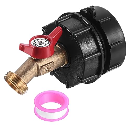 PATIKIL IBCトートアダプタ 275-330 ガ ロン IBCトートタンクアダプタ 2"細目ねじ 1/2"NPT 入口 x 3/4"GHT 真鍮ホース蛇口バルブツール IBC水タンク継手 ガーデンホース用