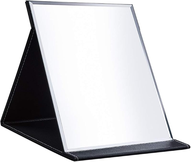 Espelho de maquiagem de mesa dobrável LONGSHENG - SINCE 2001 -, com suporte ajustável, preto, tamanho L