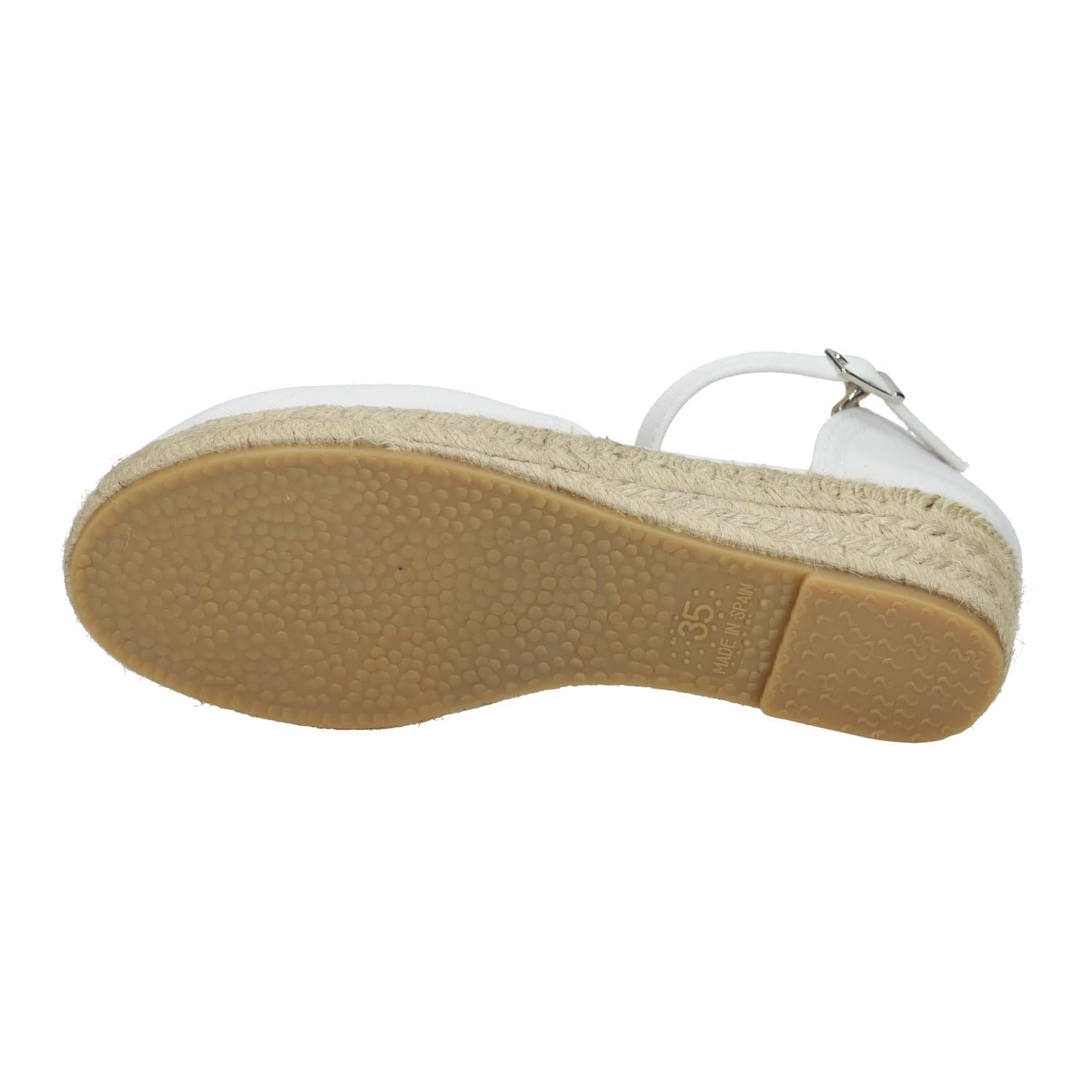 261 Esparteñas Blancas de comunion para niñas, con un Poco de cuña y Hebilla, Puntera Cerrada, Sencillas sin Adornos NIÑA Zapato COMUNIÓN