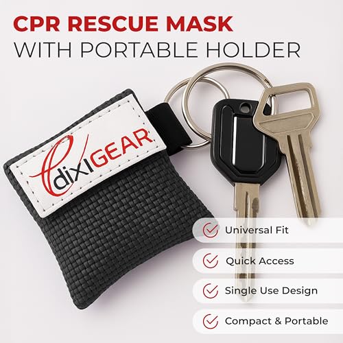 Image of Ever Ready First Aid CPR Mask for Pocket or Key Chain, CPR Emergency Face Shield with One-Way Valve Breathing Barrier for First Aid or AED Training, 5 Count - Black