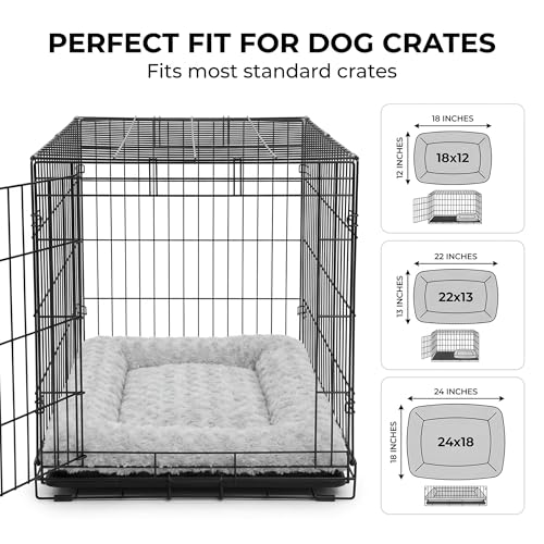 Image of Dog Crate Pad for Crate /Floor /Car for Small Dogs Washable | Non-Slip Dogs Pad for Crate,Soft Fluffy Dog Crate Pad,24 inchx18 inch Gray