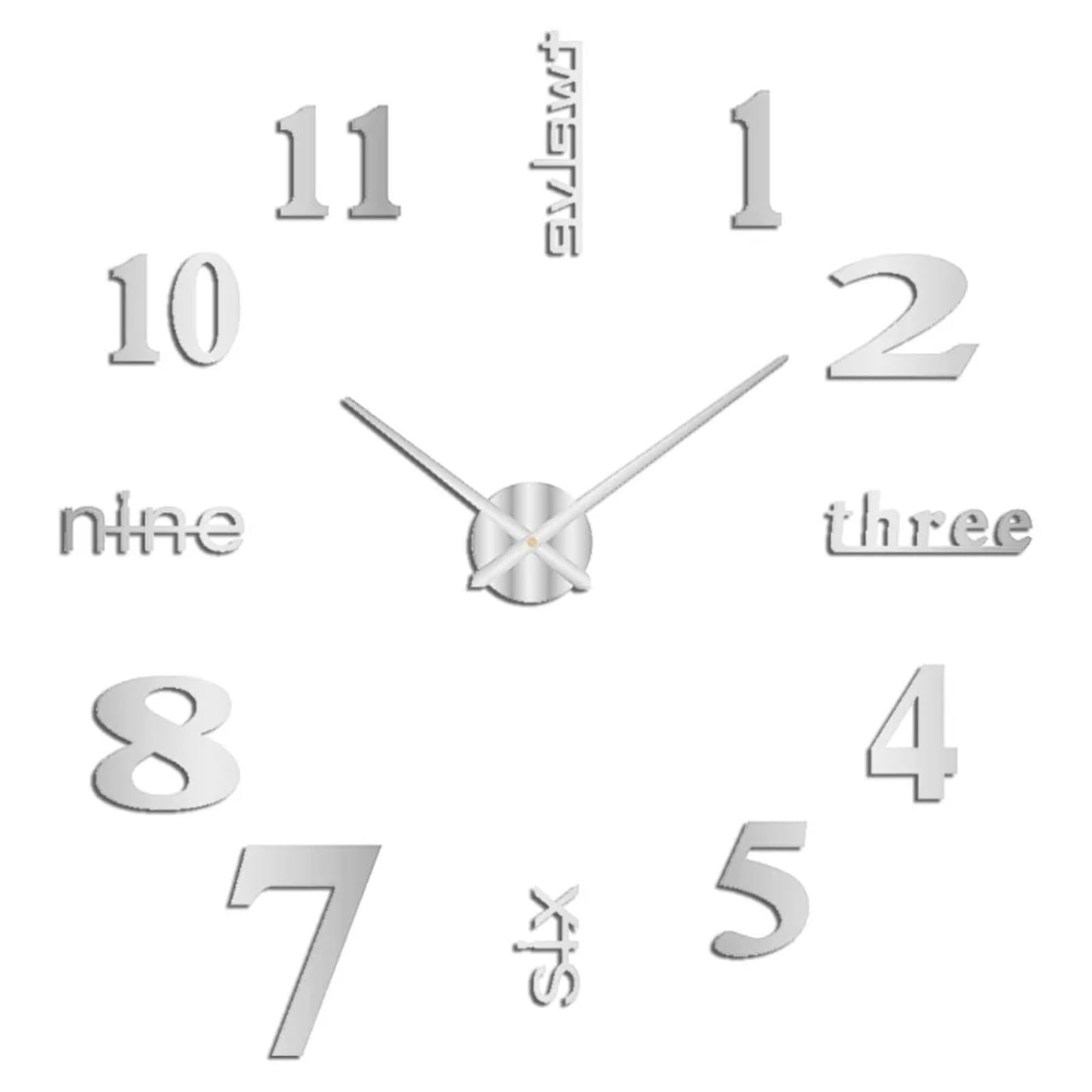 JBJYGSG 3D DIY Wall Clock Modern Decorative Frameless Decoration For Living Room Bedroom For Living Room Bedroom(Silver)