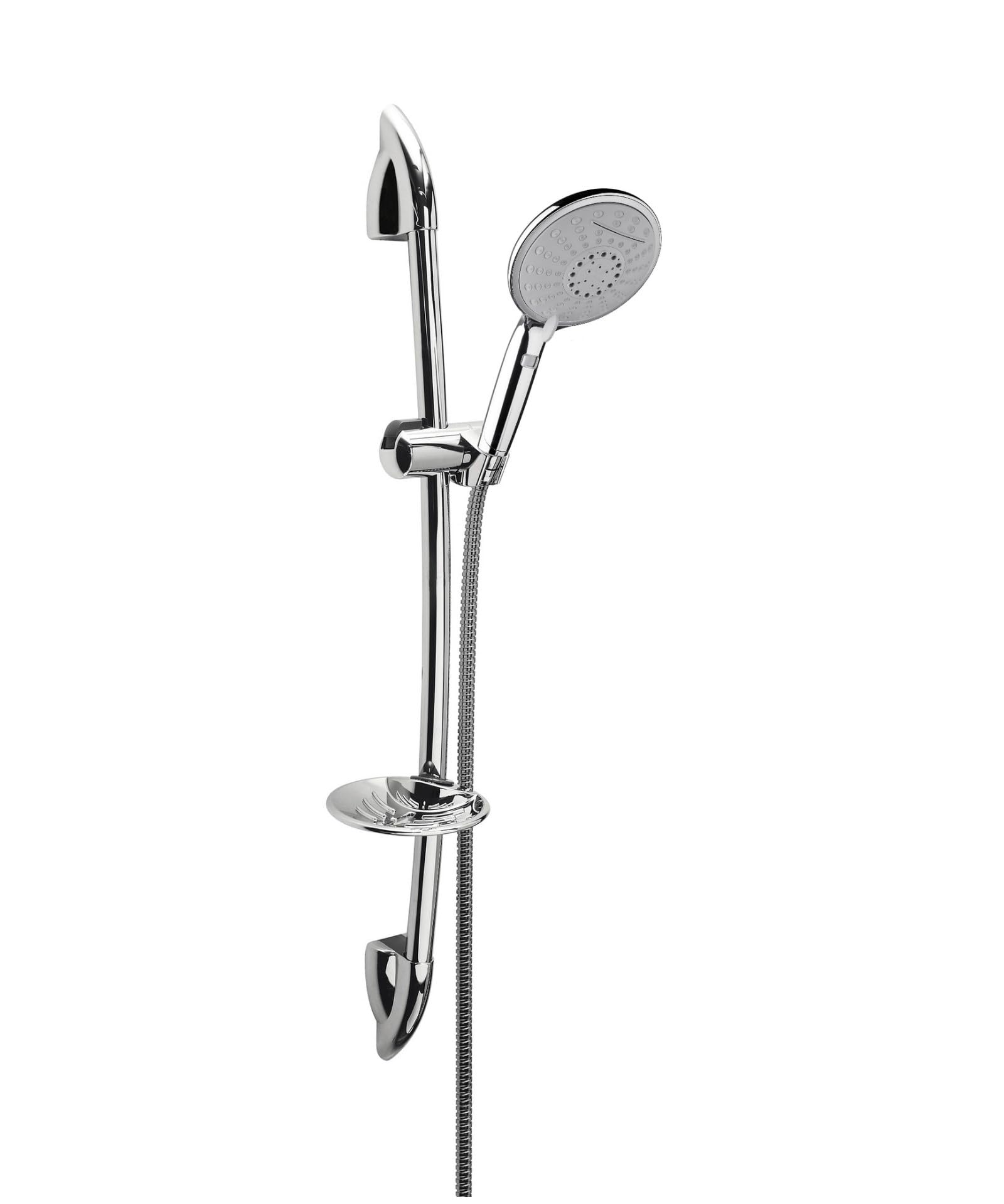 Set saliscendi doccia soffione asta con regolatore di flusso cascata