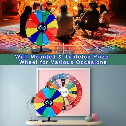 Image of 12 Slots Prize Wheel,12 Inch Prize Wheel Spinner with Stand and Heavy Duty Base,Spinning Wheel for Prizes,Spin The Wheel for Fortune Spinning Game Carnival & Engaging Home Parties,Tradeshow.