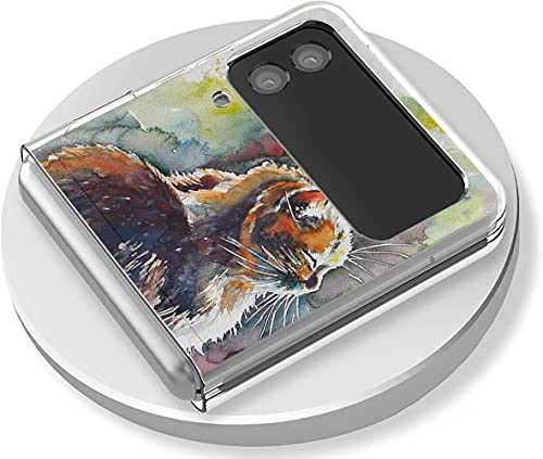 Bcov Galaxy Z Flip 3 5G Case, Cute Cat Painting Anti-Scratch Solid Hard Case Protective Shookproof Phone Cover For Samsung Galaxy Z Flip 3 5G #TOP3