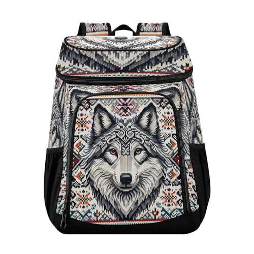 Cgiub Aztec Navajo Wolf - Mochila térmica térmica para hombres y mujeres, 36 latas, impermeable, a prueba de fugas, bolsa térmica para almuerzo, playa, picnic, camping