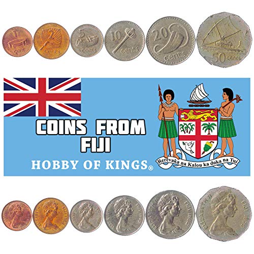 Set of 6 Coins from Fiji: 1, 2, 5, 10, 20, 50 Cents. 1969-1985