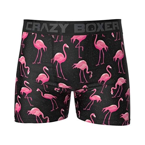 Crazy Boxer Herren Boxershorts Tropische Flamingos Boxershorts Unterwäsche Größe XL Schwarz Cover