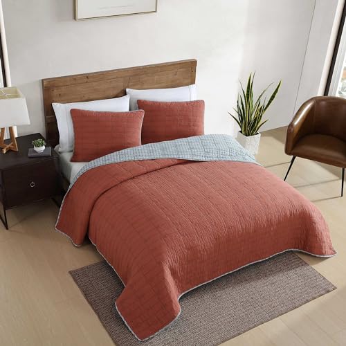 Image of Eddie Bauer - Full /Queen Quilt Set, Soft Reversible Bedding with Matching Shams, Fishing Inspired Home Decor (Troutdale Orange, Full /Queen)