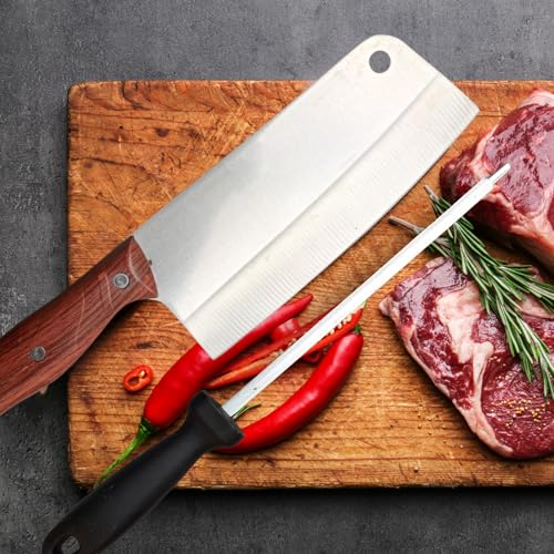 Image of Machado Forging Serbian Chef Knife Set - 12 inch Full Tang High Carbon Clad Steel Butcher Cleaver with Knife Sharpener - Perfect for Vegetables, Fish, Meat - Ideal for Kitchen, Hotel, Restaurant