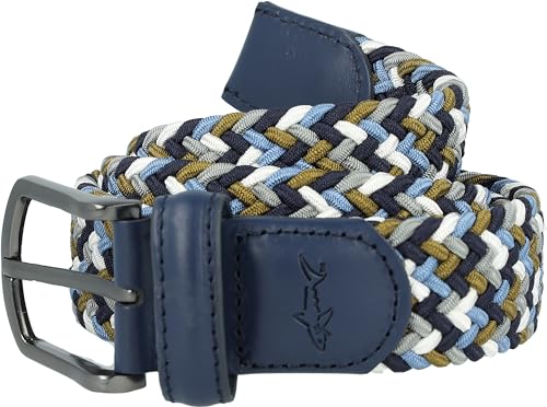 Greg Norman Men's Multi Color Braided Stretch Golf Belt Blue/White 32