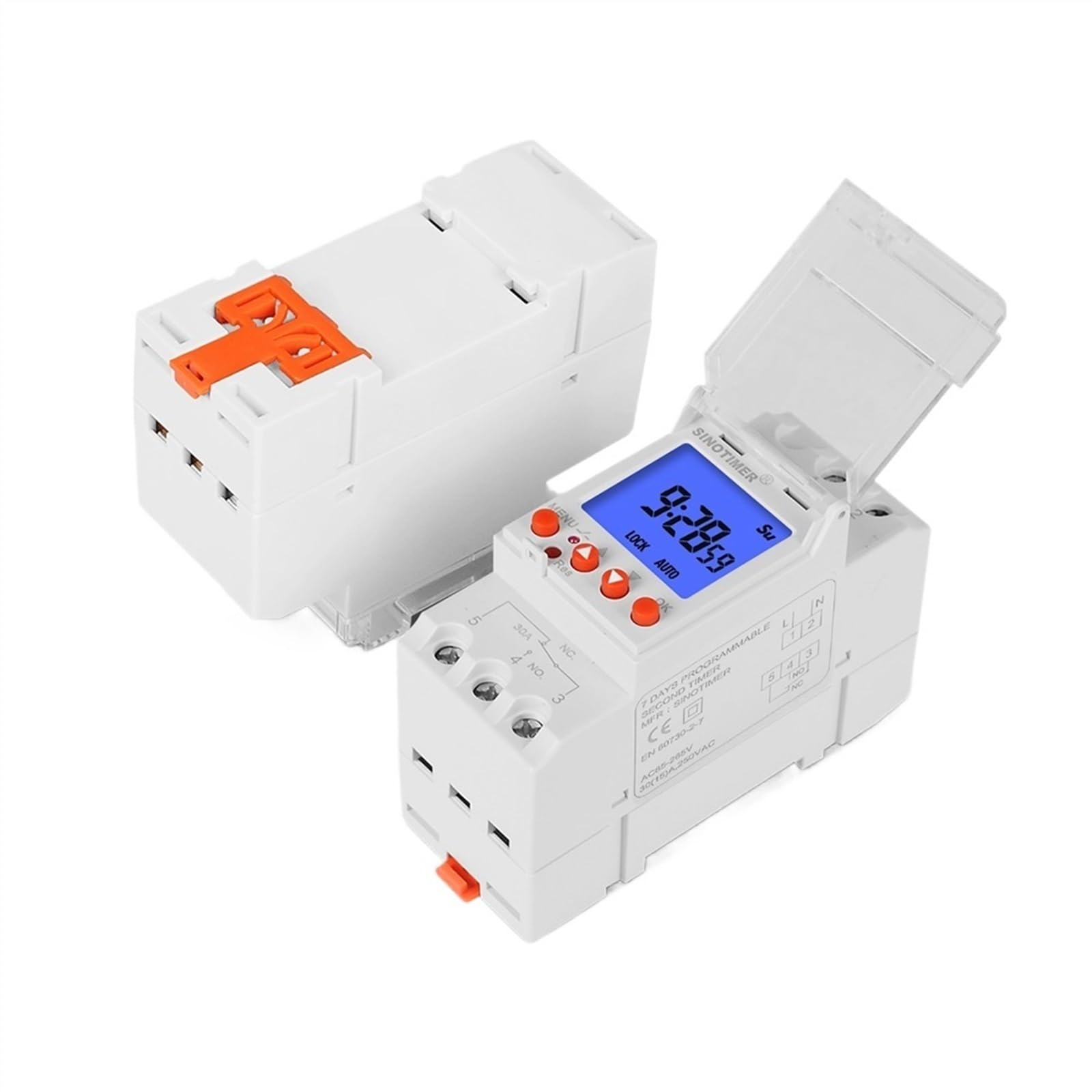 Interruptor Temporizador programable de Segundo intervalo, 7 días, Pantalla de retroiluminación doméstica, Controlador de relé de Tiempo, Carril DIN con Bloqueo, 110V, 220V(30A)