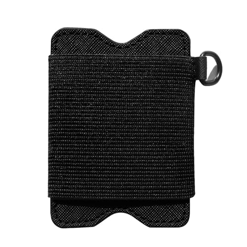 QIAQIAYU Minimalist Card Holder Wallet Vertical Card Holder Slim elastic Wallet for Women Men (Black A)