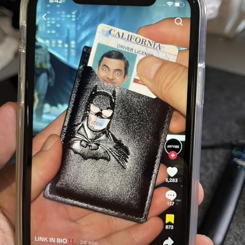 Leather Bat ID Wallet, Superhero Face Design Card Holder for Men, Women, Perfect Holiday Gift4