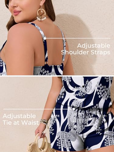 Image of Summer Mae Plus Size Swim Romper One Piece Swimsuit Women Blouson Bathing Suit with Pockets 2026 Modest Swimwear