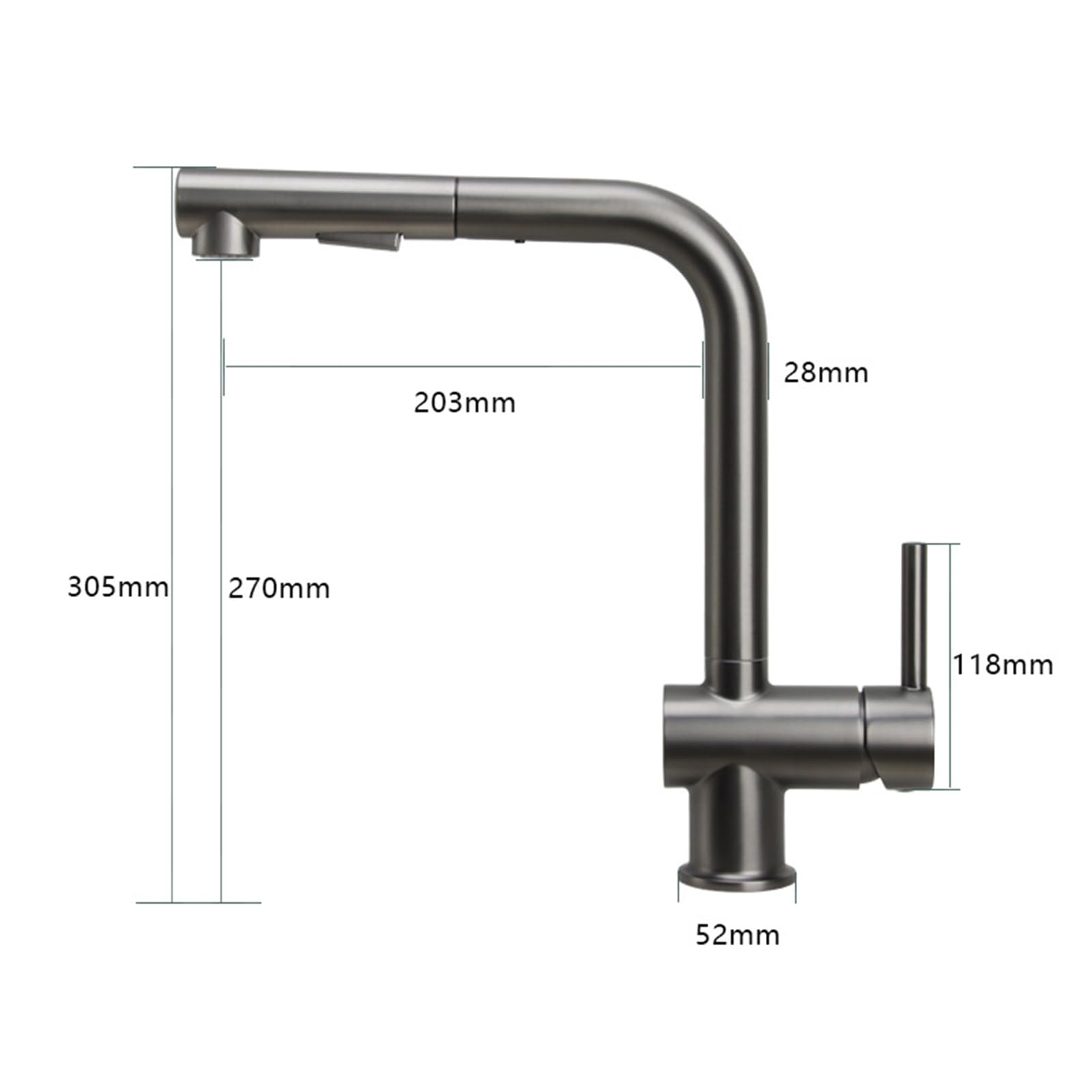 Miscelatore Cucina Estraibile Rubinetto Cucina con Doccetta Girevole a 360° Maniglia Singola Acqua Fredda e Calda 2 Modalità Rubinetto Lavello Cucina Estraibile-Bianco