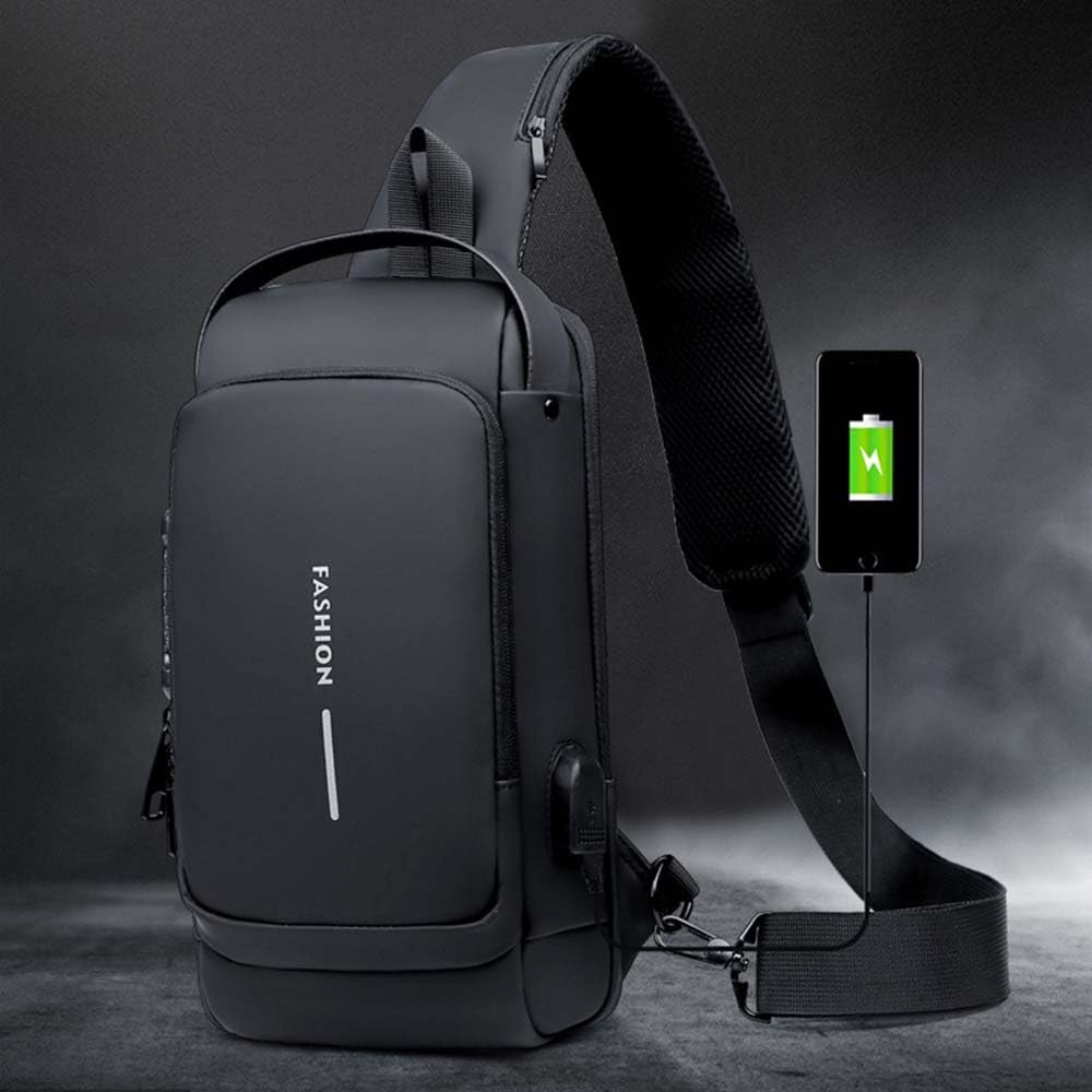 Sac à bandoulière de voyage imperméable pour cyclisme avec serrure à combinaison antivol et port de chargement USB