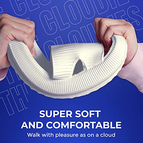 Image of Cloud Slides For Women And Men - Comfy Non Slip Indoors Slippers For Shower Spa Pool College Outdoors Slides - Soft And Cozy Open Toe House Sandals Thick Soles