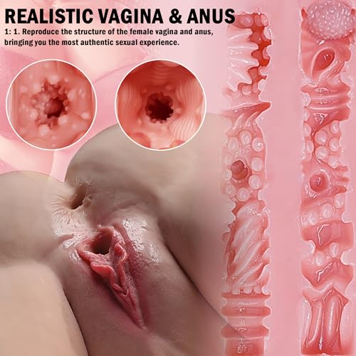 Image of Shemale Sex Doll with 4 Holes,Shemale Sex Doll for Male,Breasts Anus Vagina can be Inserted,Transsexual Torso Love Doll Adult Toy with 8.7inch Huge Dildo 38Lb