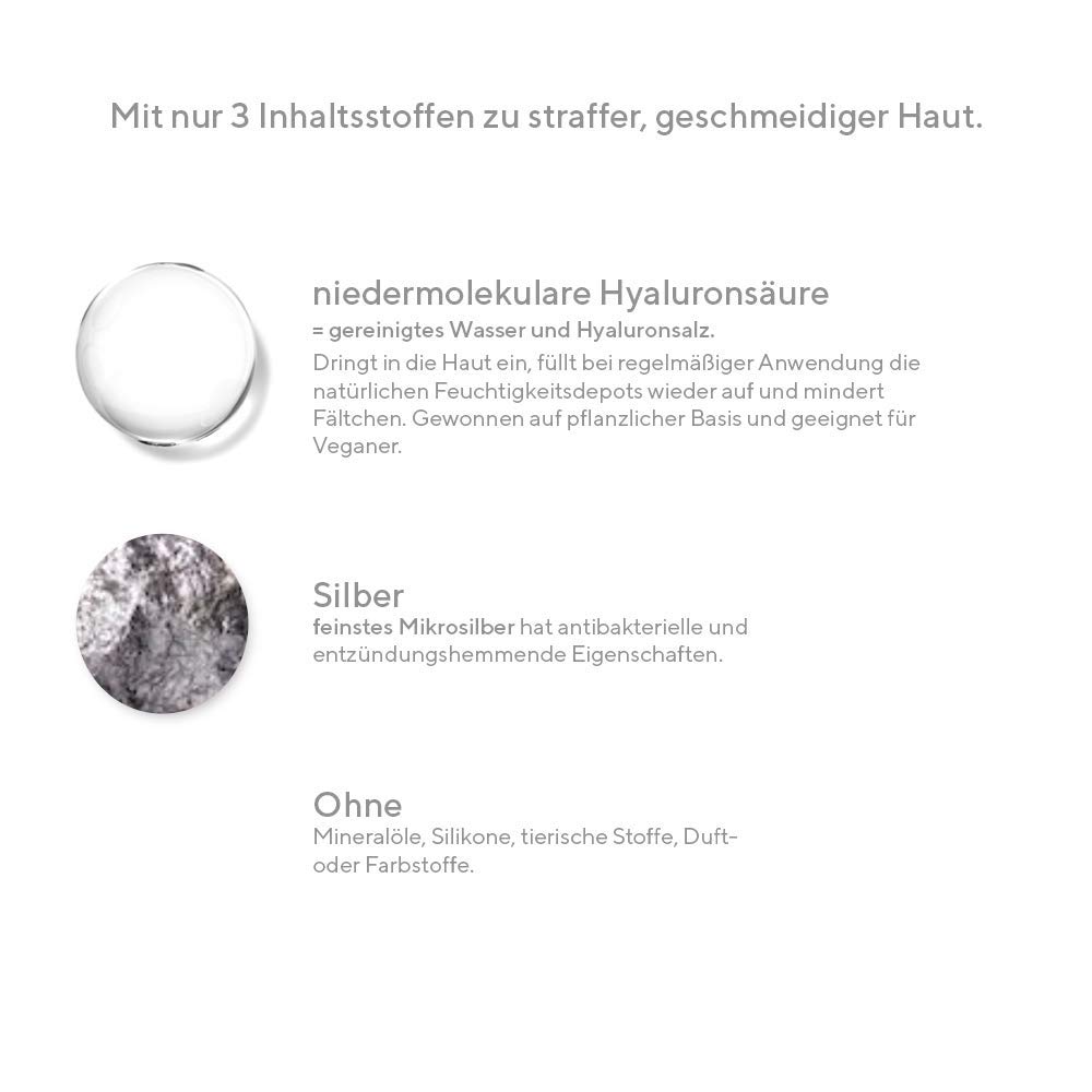 hyapur® - Hyaluron Serum PUR 15ml - Reinstes Hyaluronsäure Gesichts Serum mit Silber - zur Anti-Aging-Pflege mit Bio- Vegan- Natur- Kosmetik aus Berlin