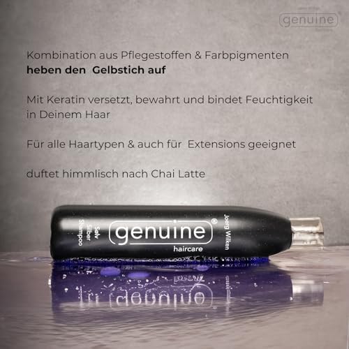 Foto von Solv Silbershampoo mit Keratin, gegen Gelbstich, für blondiertes, gesträhntes, silber/graues Haar, kräftigt Glanz & Haarfarbe, genuine haircare