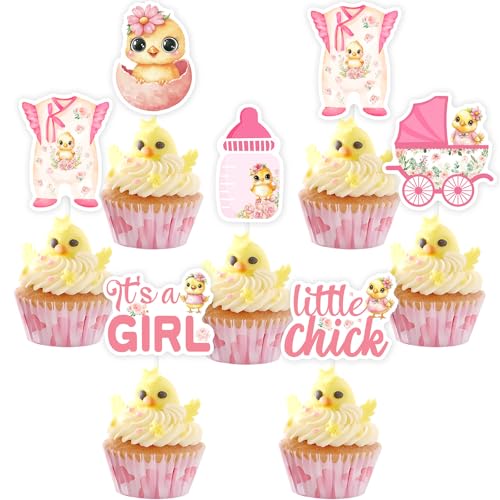 Poussin décoration cupcake pour baby shower et baptême champêtre