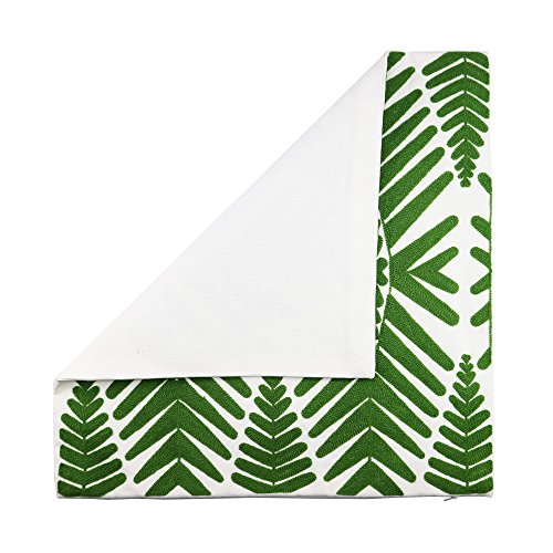 Hodeco Tropical Leaves Embroidery Throw Pillow Covers 18X18 Decorative Floor Pillow Cover For Couch Chair Bed Room 100% Cotton Cushion Cover 45X45Cm Pillowcase, Green Leaf Plant Embroidered, Pack Of 4 #TOP7