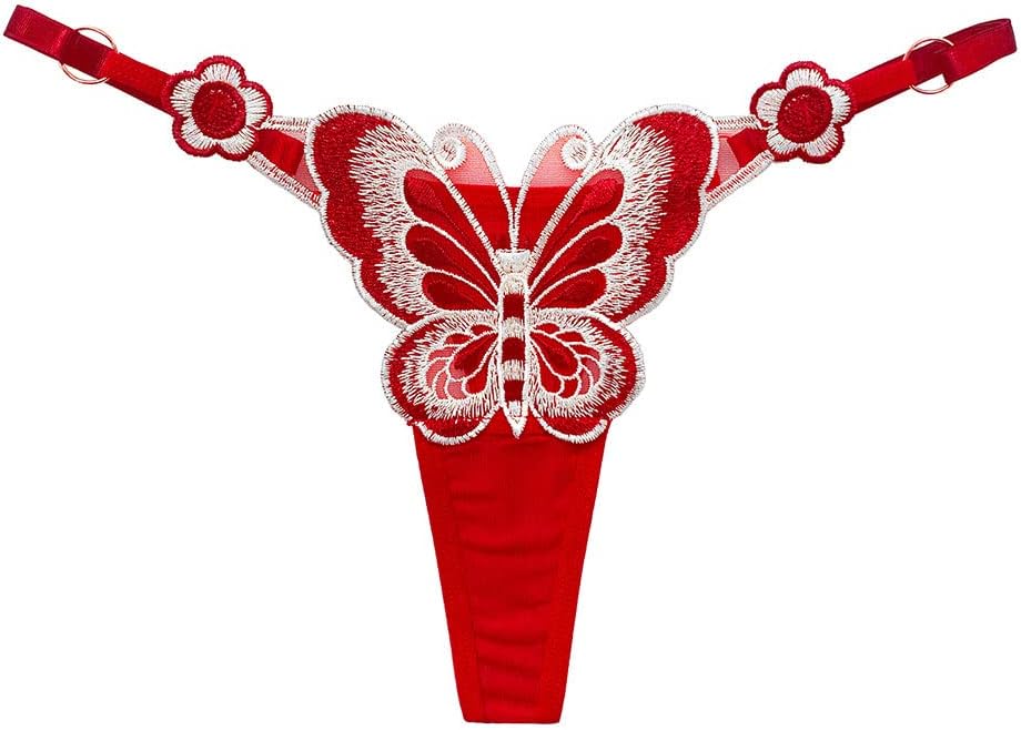Women'S Thong Panties - 3Pcs Women Embroidery Thongs Butterfly Panties Girls Sexy Underwear Adjustable Soft Lingerie G-Strings Female Mesh Panti Xxs-L