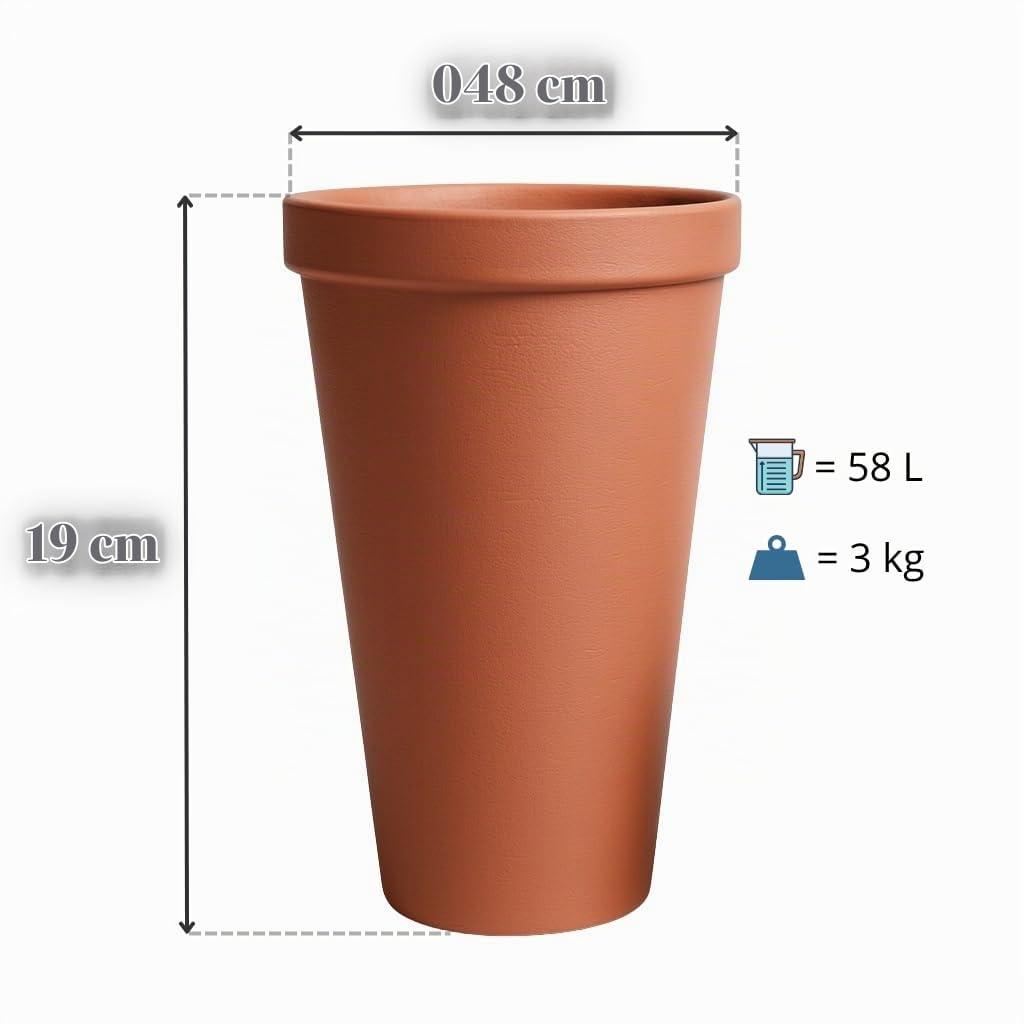 Unbekannt Pflanztopf Blumentopf Pflanzkübel Blumenkübel Tower Design Größen & Farben (48+Untersetzer, Terrakotta)