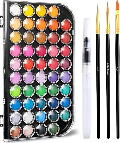 Watercolor Paint Set with 48 Colors and Brush