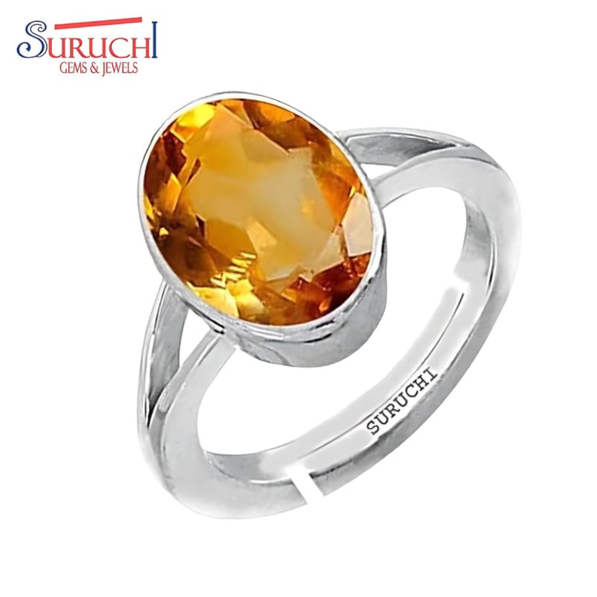 Women's Citrine 10.25 Ratti Adjustable Ring in 925 Sterling Silver