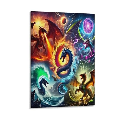 Dragon Murale Tableau Impression Sur Toile Décoration Maison 40x60cm