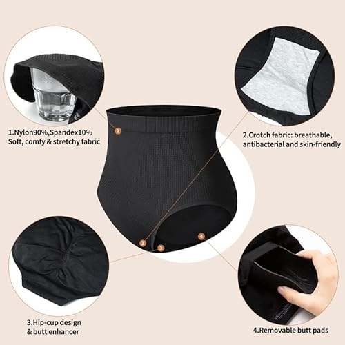Shaperin Womens Butt Lifter Padded Panties High Waist Hip Enhancer Briefs Seamless Tummy Control Body Shaper Underwear (Small,Black) #TOP3