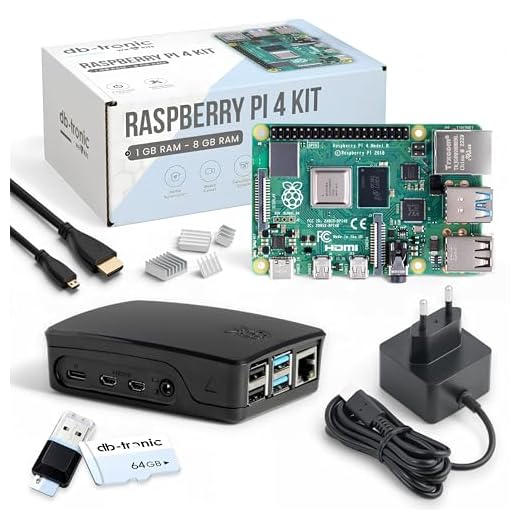 Starter Kit per Raspberry Pi 4 8 GB RAM | Edizione nera da 64 GB | Alimentatore da 15 W | Alloggiamento | Cavo Micro HDMI 4K | Dissipatori | ideale per Home Assistant e la smart home