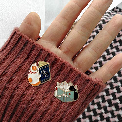 Image of Cartoon Books Enamel Pins Magic Book Badges Animal Brooches Lapel Pin for Backpacks Bag Hat Jacket Learning Graduation Gifts for Teacher Student Readers Book Lovers