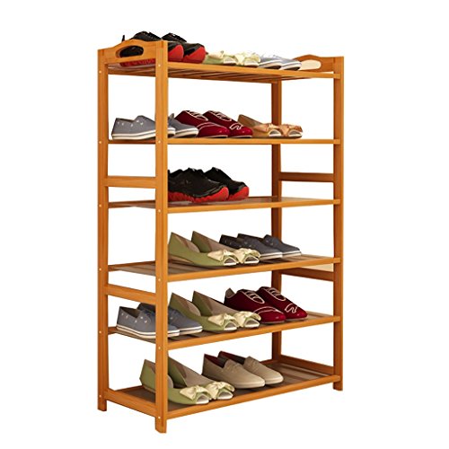 XJ Zapatero Zapatero Estantería De Madera Maciza para El Hogar Estantería Estantería Armazón De Polvo De Bambú 6 Capas (Color : 6-79 * 25 * 106cm)