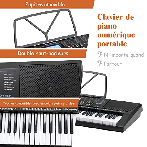 COSTWAY Clavier Piano Electrique 61 Touches avec Stand,Microphone,Ecran,Haut-parleur Amplificateur 300 Sons, 300 Rythmes… - Les Beatles, Paul McCartney, John Lennon, RIngo Starr, George Harrison COSTWAY Clavier Piano Electrique 61 Touches avec Stand,Microphone,Ecran,Haut-parleur Amplificateur 300 Sons, 300 Rythmes… – Image 5