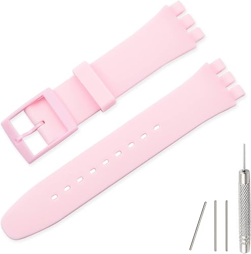 Vista 47 de Lijinlan Correa de silicona de repuesto para Swatch de 0.669 in, 0.748 in, 0.787 in, correa de reloj impermeable para Swatch