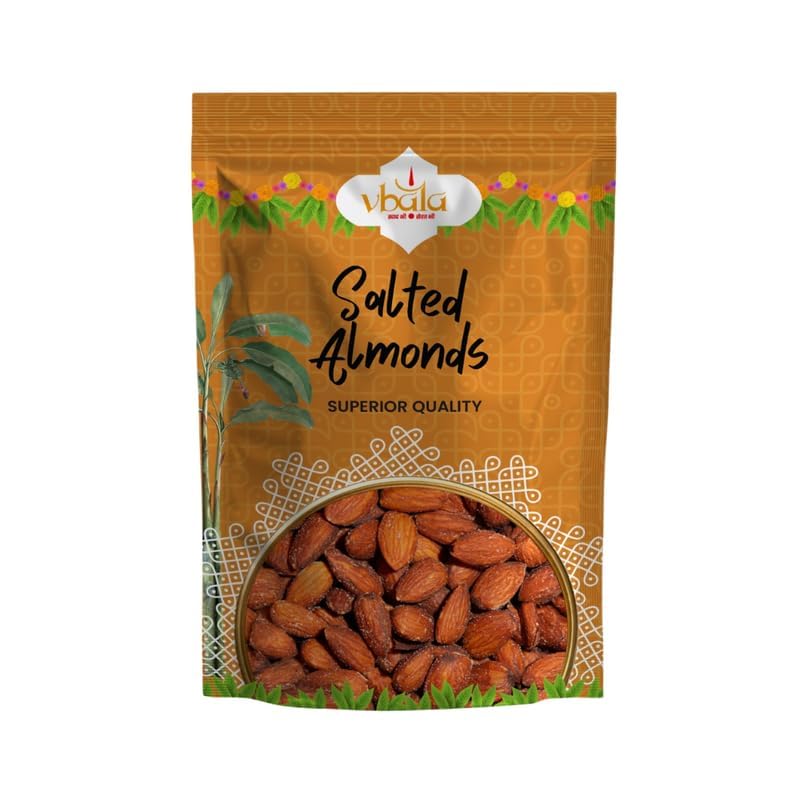 Image of Vbalaa Salted Almonds 200gm | Lightly Roasted & Salted | Crunchy & Healthy Snack | 100% Natural & Pure | Rich in Nutrition | Ideal for Snacking & Gifting