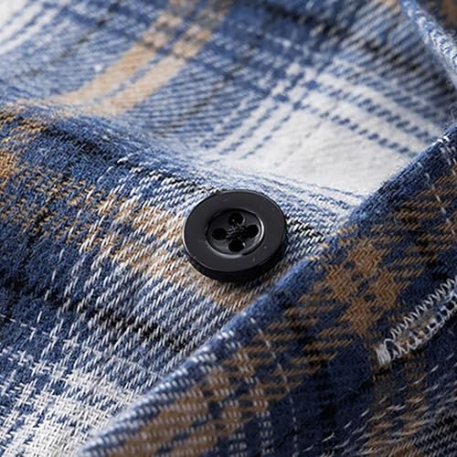 Long Sleeve Button Down Hoodie Flannel Women Men Plus Size Lightweight Hooded Sweatshirts Plaid Hooded Shirts with Pockets3