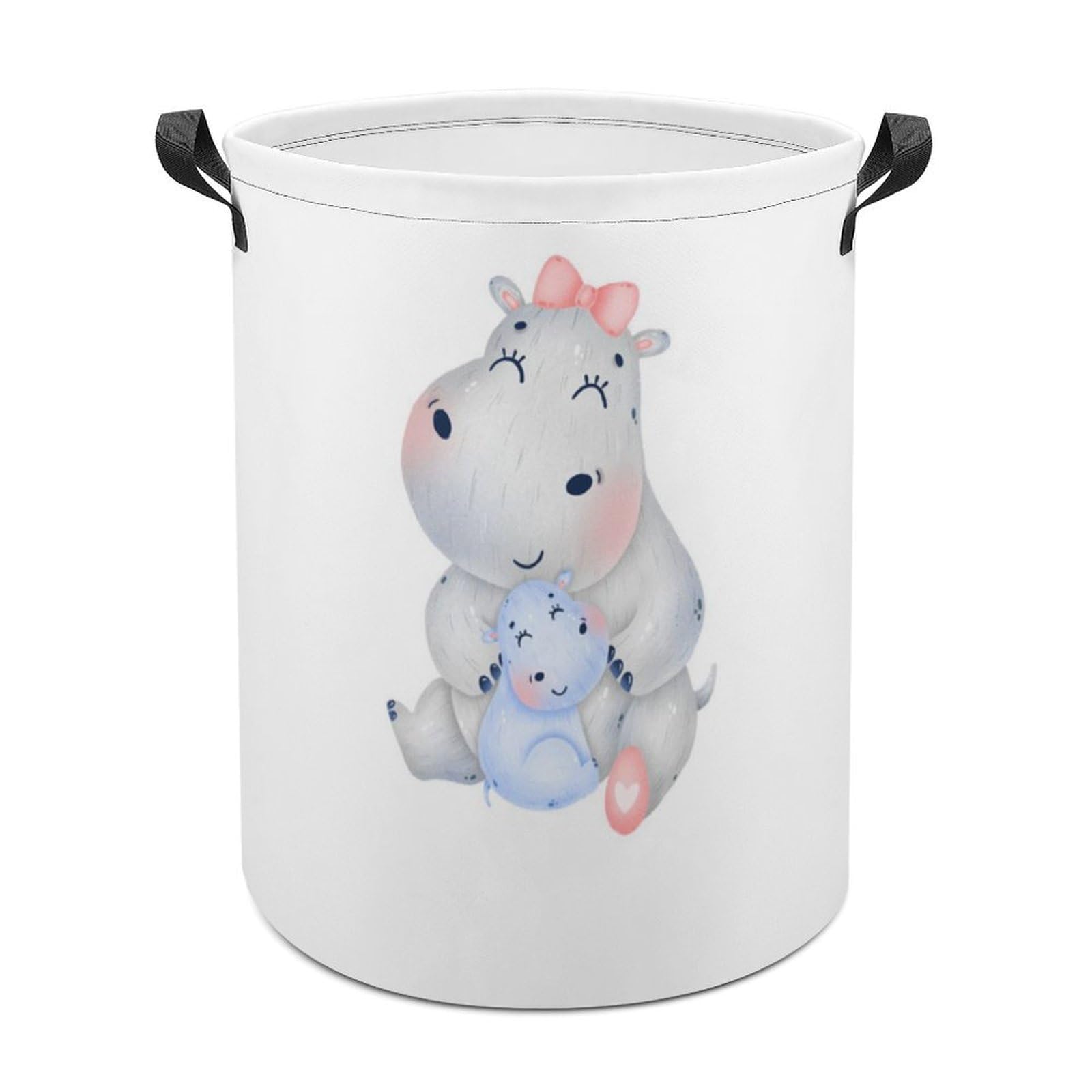 MHYRAC Laundry Hamper, Hippopotamus Laundry Basket, Washing Basket with Handle