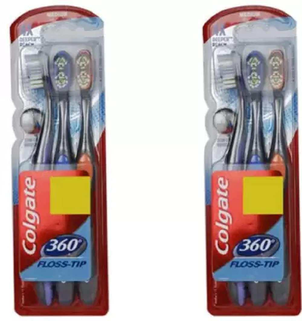 Colgate 360 Floss Tip (Pack of 2) #6 Medium Toothbrush (6 Toothbrushes) (B096XBWF67) Amazon Price History, Amazon Price Tracker