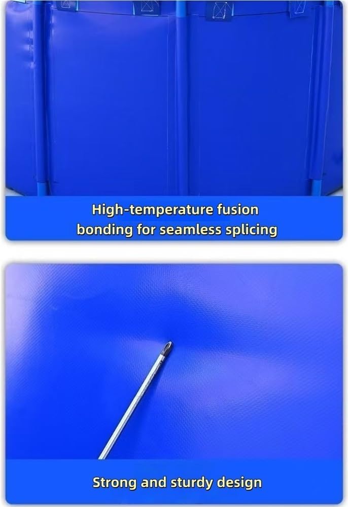 Blue Folding Aquaculture Tank, Canvas Above Ground Fish Pond, Round Koi Pond with Drain Valve for Aquatic Products Breeding(39.4X H31.5in)