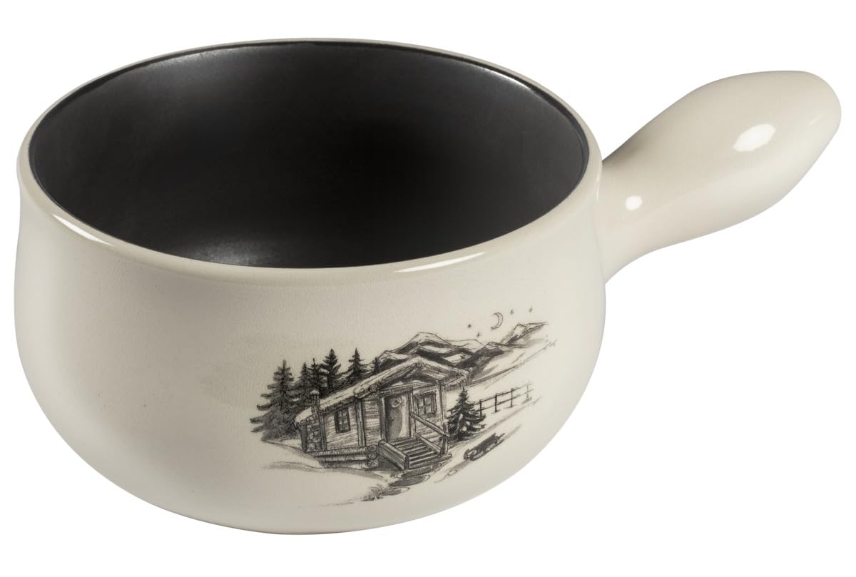 KUHN RIKON Caquelon Chalet 17 cm Keramik Käsefondue Topf, 1,6 Liter, für 2-3 Personen